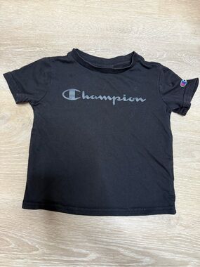 Champion Black Kids Short Sleeve Tee with Grey Logo